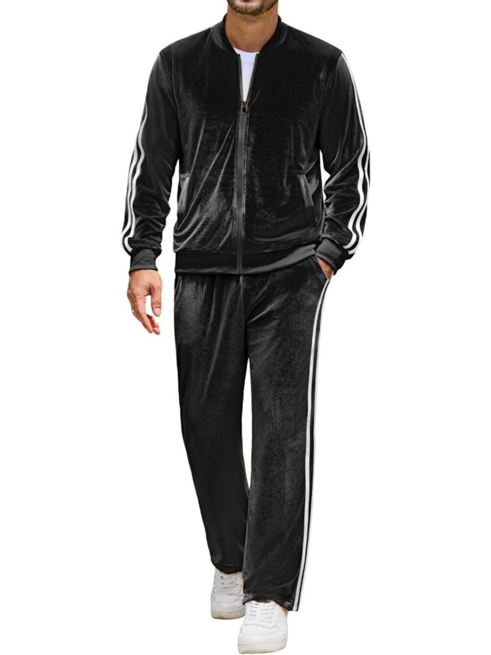 Stylish Men's Velour Tracksuit Set | Cozy Velvet Jogging Sweatsuit Outfit